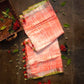 Red White Linen Shibori Saree