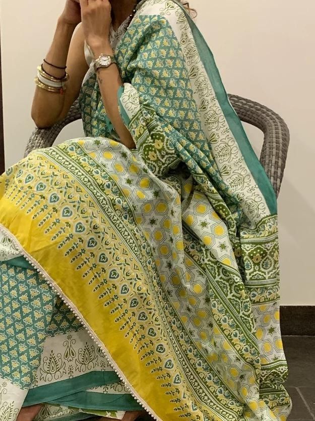 Bagh Block Printed Mul Cotton Saree