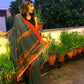 Orange Grey Shibori Mul Cotton Saree