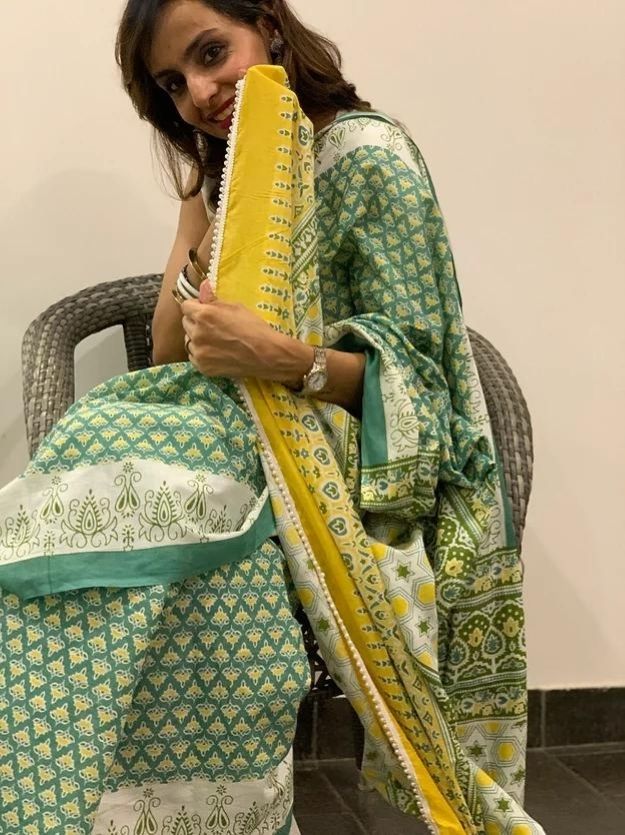 Bagh Block Printed Mul Cotton Saree