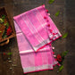 Bubblegum Pink Handwoven Linen Saree